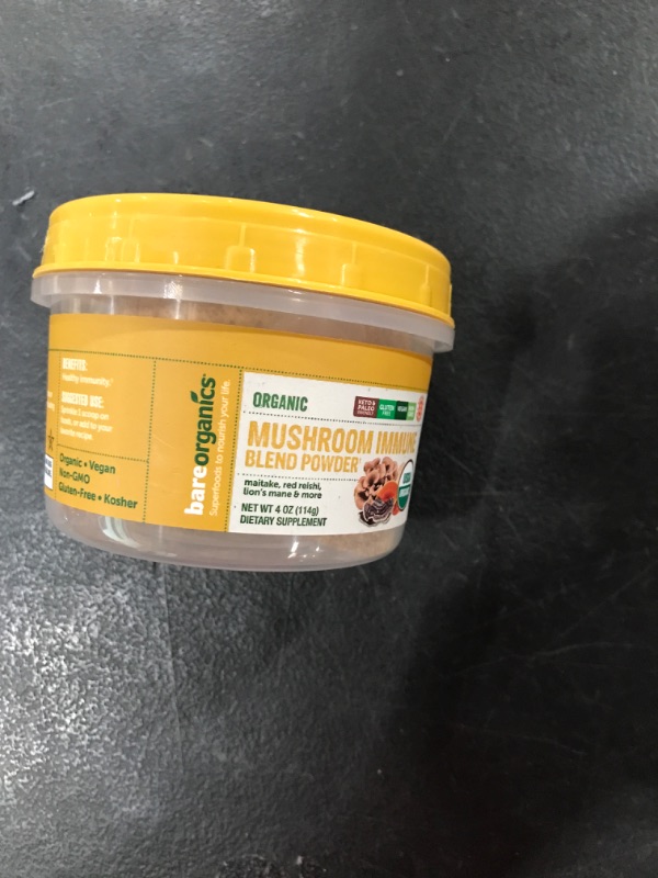 Photo 2 of BareOrganics, Mushroom Immune Blend Powder, Organic Superfood, Vegan Dietary Supplement, 4 Ounces