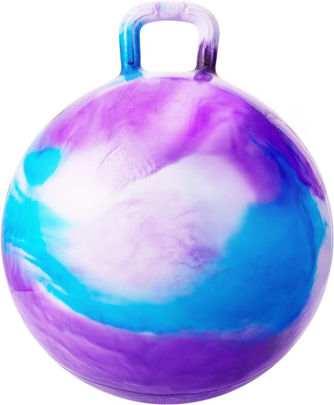 Photo 1 of PlayZap Hopper Bouncy Ball with Handle for Kids Toddler, 18 Inches Jumping Hopper Ball Hoppity Hop Ball for Boys Girls Gift, Indoor Outdoor Hopping Ball for Kids Aged 3-6 Years Old with Pump Purple