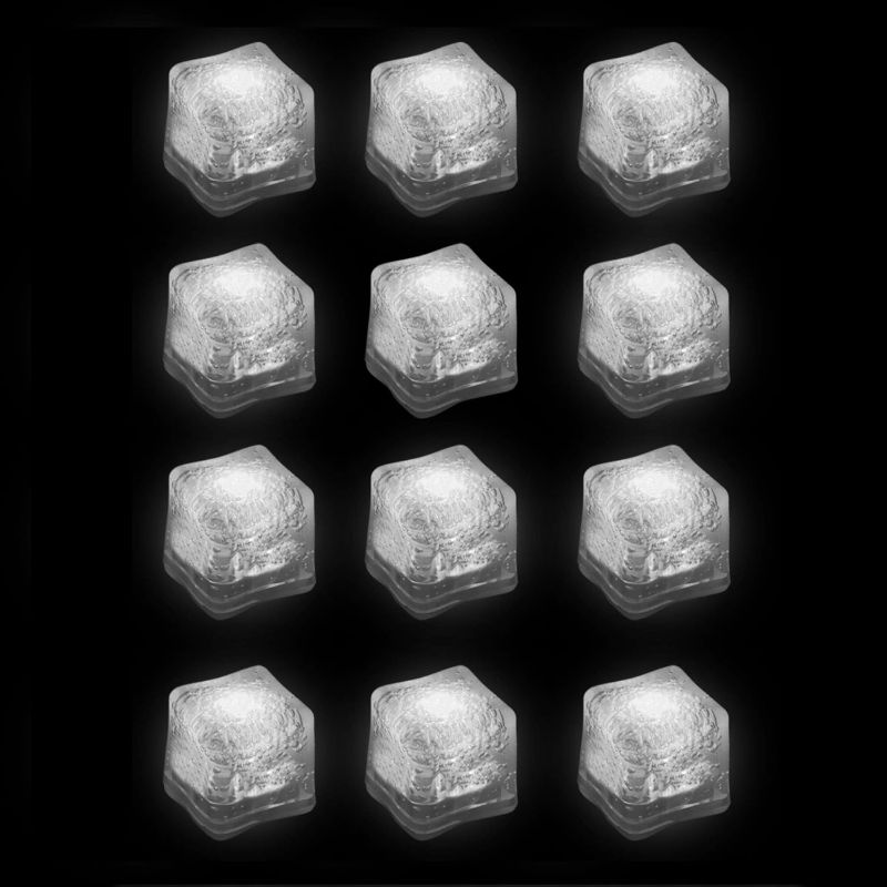 Photo 1 of (12 Pack) Light-Up LED Ice Cubes with Changing Lights and On/Off Switch (White)