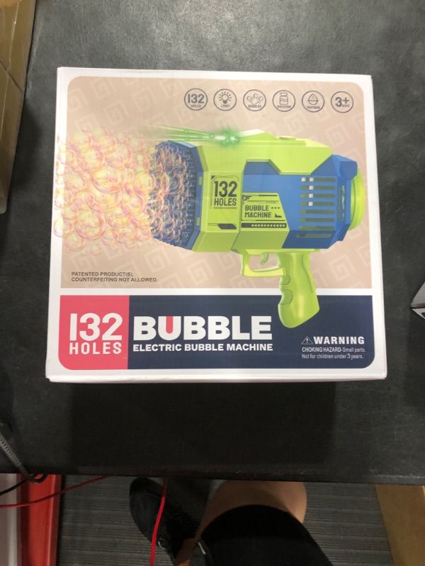 Photo 1 of 132 Holes Bubble Machine Gun-Big Rocket Boom Bubble Blower/Bubble Gun Blaster with Colored Lights, Giant Foam Maker Guns Toys Wedding Outdoor Party Gift for Kids Adults (Green) 132 Green
