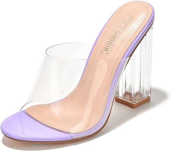 Photo 1 of Cape Robbin Fusion Clear Chunky Block High Heels for Women, Transparent Booties for Women - SIZE 8
