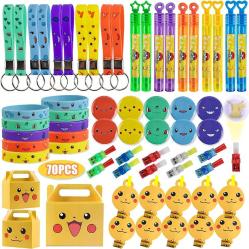 Photo 1 of Andzerolief Cartoon Birthday Party Favor Supplies, 70pcs Party Favor Gift for Kids Include Keychains, Wristbands, Badges, Blower Whistles, Mini Bubbles, Tattoo Sticker, Goodie Bags for Boys Girls