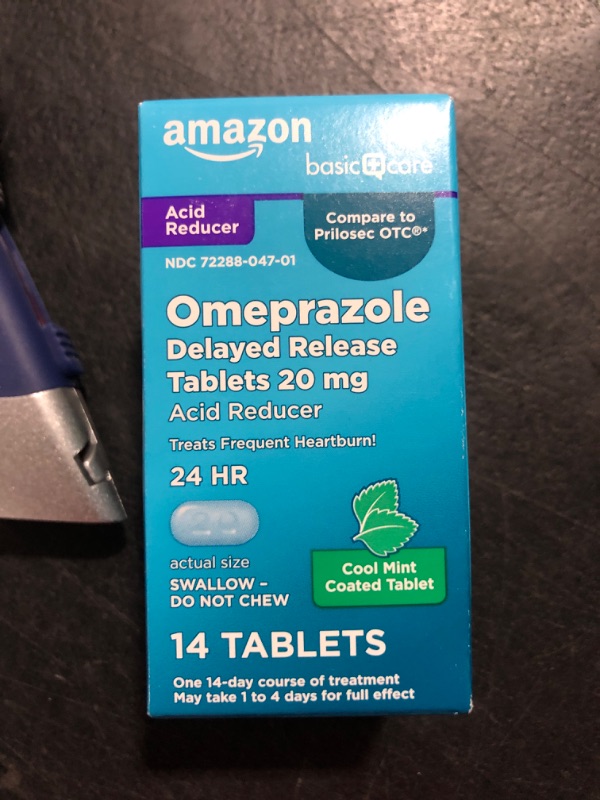 Photo 2 of Amazon Basic Care Omeprazole Delayed Release Tablets 20 mg, Cool Mint, Acid Reducer, Treats Frequent Heartburn, 14 Count Cool Mint 14 Count (Pack of 1) BB 2024