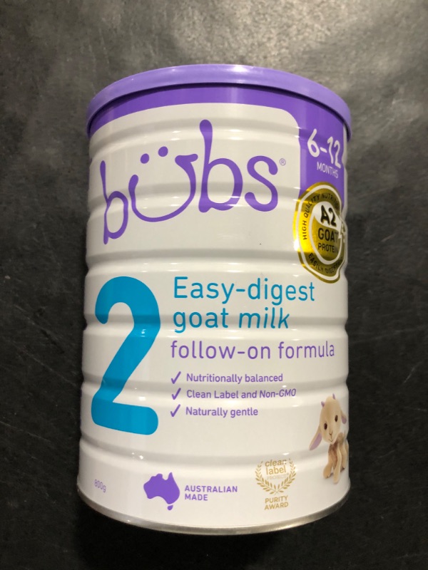 Photo 1 of Bubs Goat Milk Follow-On Formula Stage 2, Babies 6-12 months, Made with Fresh Goat Milk, 28.2 oz Use By 2025
