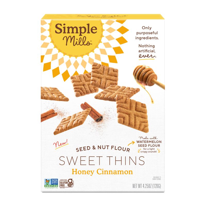 Photo 1 of 2 pack Simple Mills Sweet Thins Cookies, Seed and Nut Flour, Honey Cinnamon - Gluten Free, Paleo Friendly, Healthy Snacks, 4.25 Ounce (Pack of 2) Honey Cinnamon 4.25 Ounce (Pack of 2) BB 10/11/2023