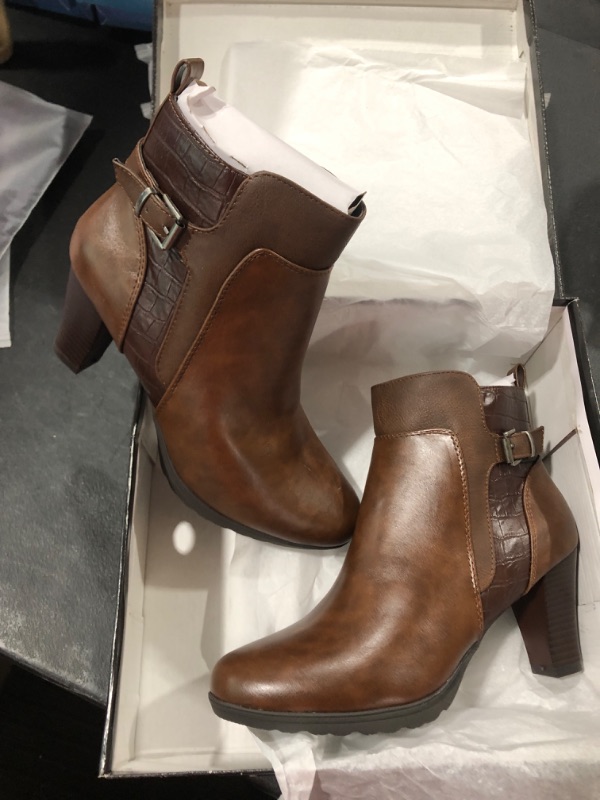 Photo 1 of (9) Panel Buckle Strap Block Heel Ankle Boots