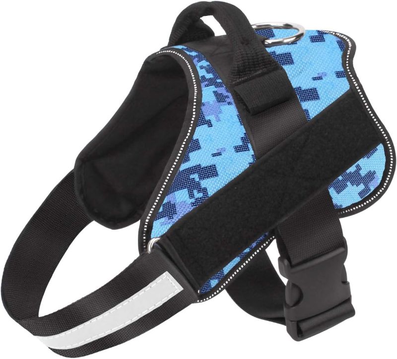 Photo 1 of (S) Bolux Dog Harness, No-Pull Reflective Dog Vest, Breathable Adjustable Pet Harness with Handle for Outdoor Walking - No More Pulling, Tugging or Choking (Blue Camo, S)