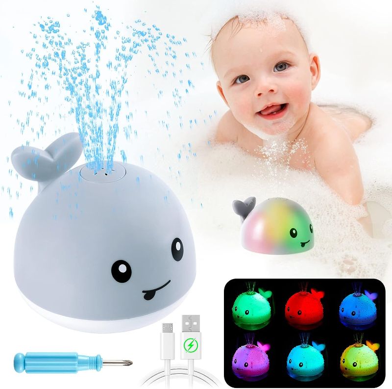 Photo 1 of  Baby Bath Toys Gifts, Rechargeable Whale Baby Toys, Light Up Bath Toys for Toddlers, Sprinkler Bathtub Toys for Infants Kids, Spray Water Bath Toy, Pool Bathroom Tub Baby Toy