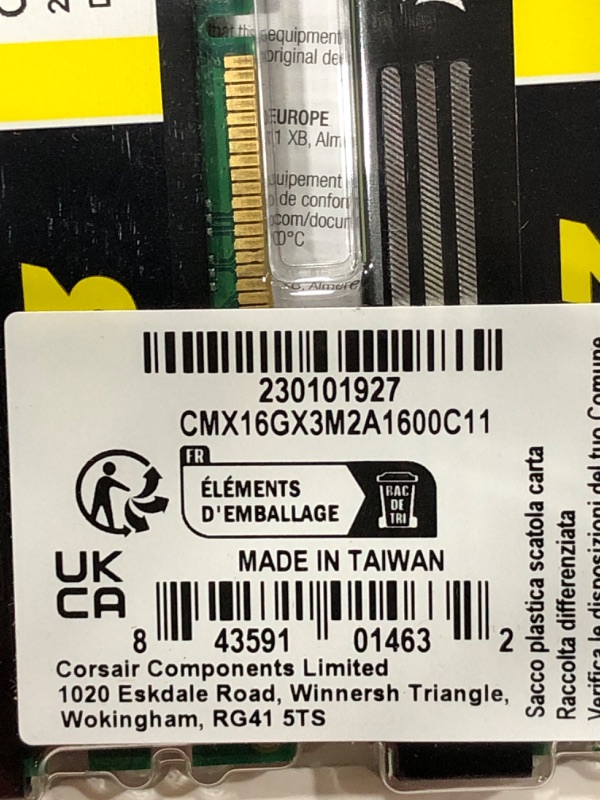 Photo 1 of Corsair 16GB XMS3 (2x 8GB) DDR3 SDRAM 1600MHz 240-Pin 16 Dual Channel Kit DDR3 1600 (PC3 12800) CMX16GX3M2A1600C11