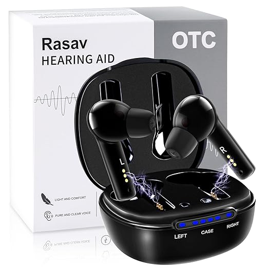 Photo 1 of Rasav OTC Hearing Aids with Noise Cancelling, Monaural Volume Control, 4 Environmental Modes, 15-min Fast Charging, IPX4 Waterproof, Only for Mild to Moderate Hearing Loss,for Adults, Black
