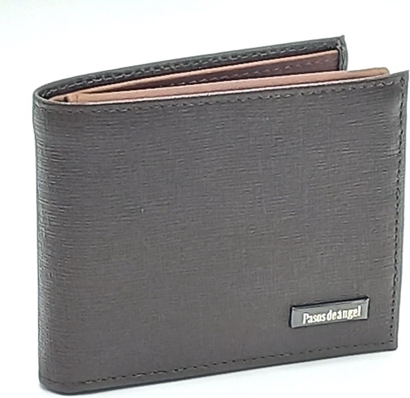 Photo 1 of ANTI RFID BROWN EMBOSSED LEATHER TRIFOLD WALLET FOR MEN WITH ID WINDOW