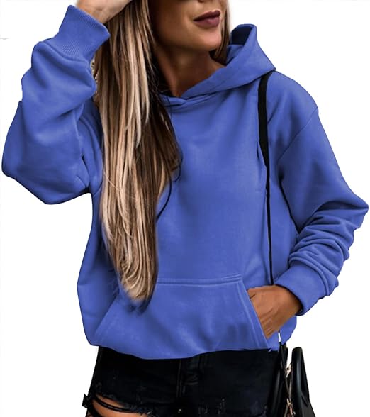 Photo 1 of Asvivid Womens Casual Hoodies Long Sleeve Lightweight Pullover Tops Loose Sweatshirt with Pocket SIZE S