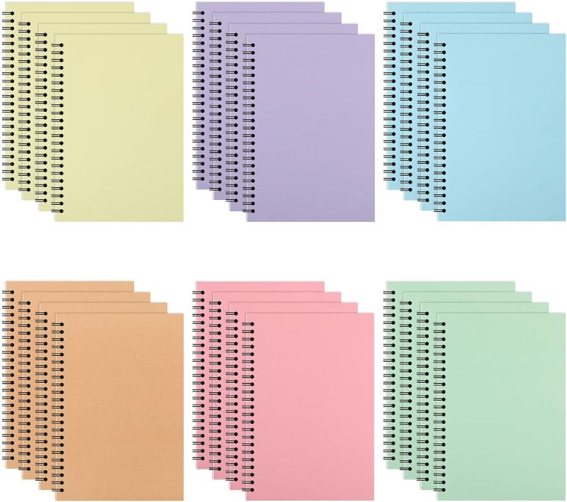 Photo 1 of YOTNUS 24 Pack A5 Spiral Notebooks Journal with Kraft Cover, 5x8 Inches, Ruled Lined Paper, for Work, Sketches, Study, Notes Taking, Gifts -6 Colors, 4 of Each Color 