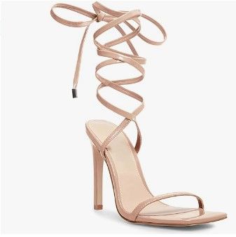 Photo 1 of 5.5- Ermonn Womens Strappy Lace Up Square Open Toe Stiletto Heeled Sandals High HeeIs Criss-Cross Summer Dress Wedding 
