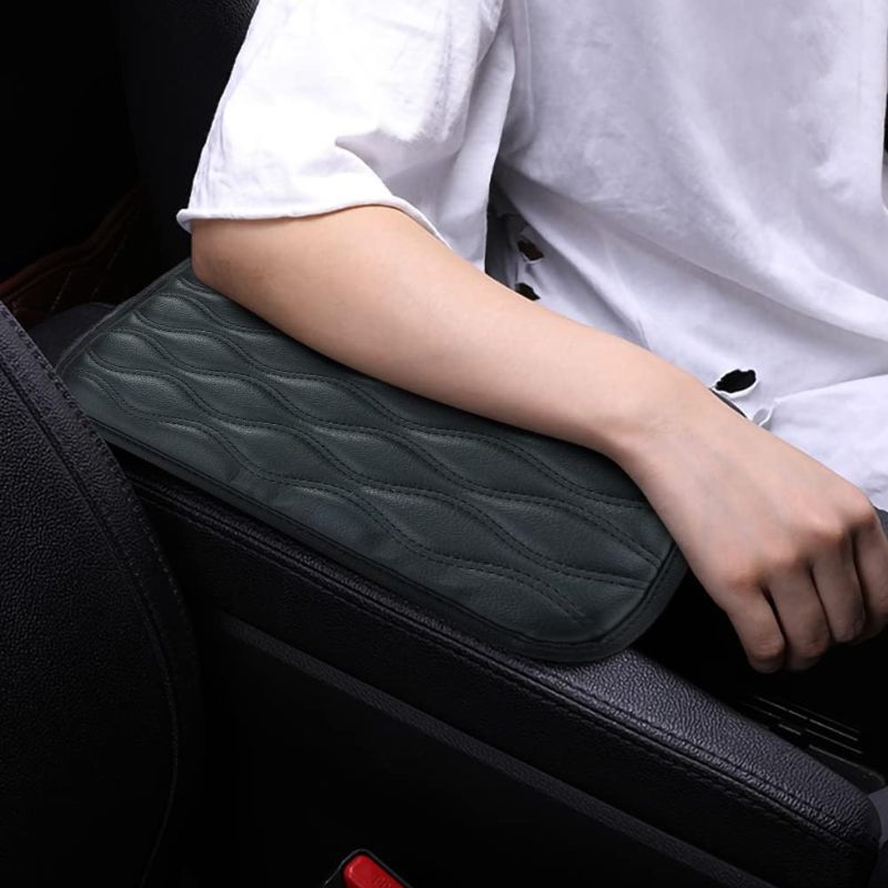 Photo 1 of 2PACK-Auto Center Console Cover, PU Leather Armrest Cushion Pad Cover Universal Fit for SUV/Truck/Car, Waterproof Car Armrest Seat Box Cover (Black) 