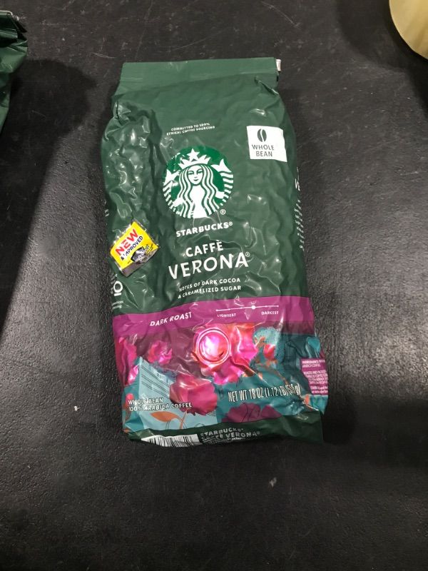 Photo 2 of Starbucks Dark Roast Whole Bean Coffee — Caffe Verona — 100% Arabica— 1 bag (18 oz) Whole Bean Caffe Verona 18oz (Pack of 1)