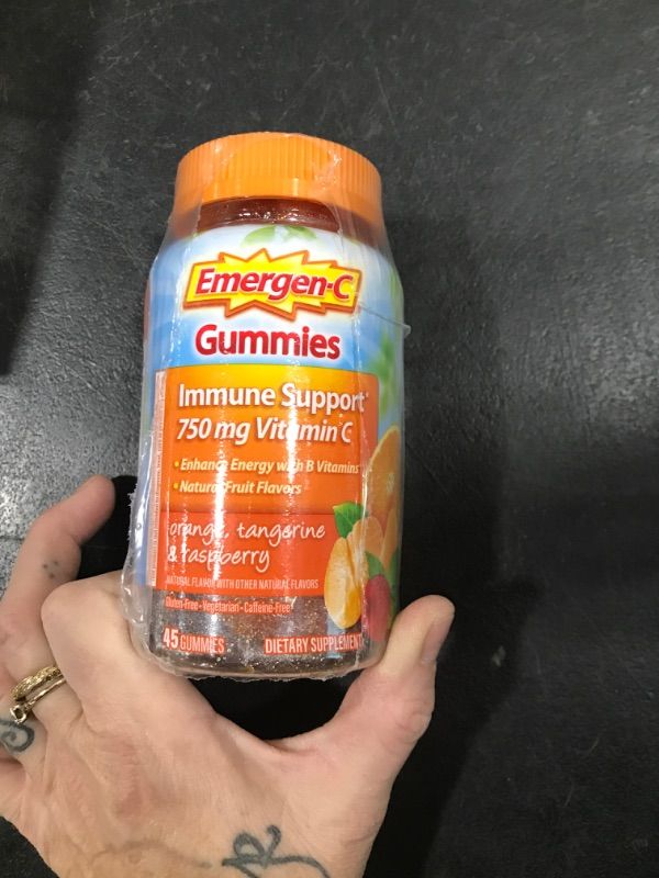 Photo 2 of Emergen-C 750mg Vitamin C Gummies for Adults, Immunity Gummies with B Vitamins, Gluten Free, Orange, Tangerine and Raspberry Flavors - 45 Count Orange, Tangerine and Raspberry 45 Count (Pack of 1)