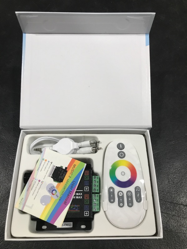 Photo 2 of SUPERNIGHT LED RGB Music Touch Controller RF Sensitivety Backlight RF Remote Touching Color 3.5MM Audio 15 Music Modes LED Light Strip Controller touch panel with 3.5mm audio