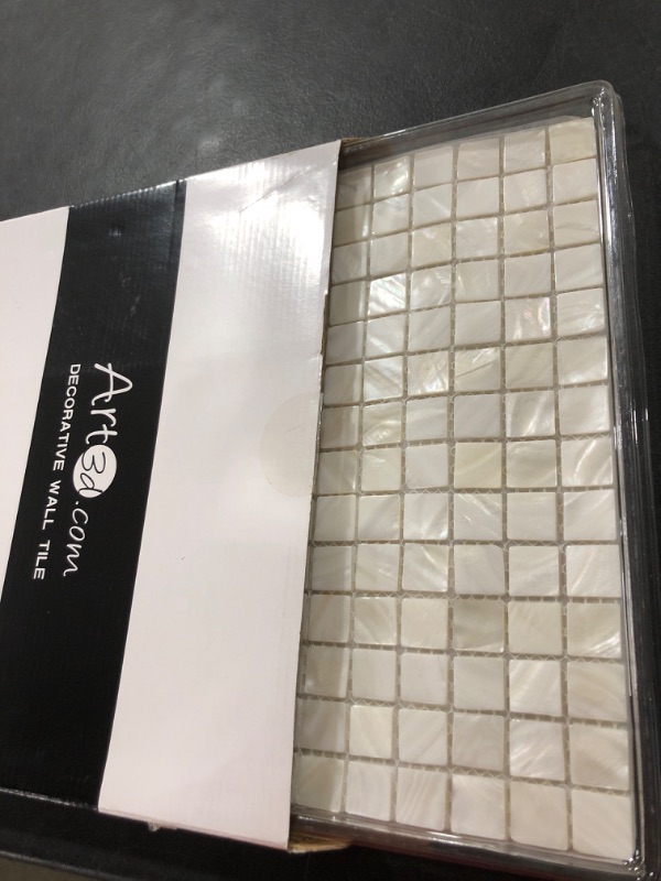 Photo 2 of Art3d Oyster Mother of Pearl Square Shell Mosaic Tile for Kitchen Backsplashes, Bathroom Walls, Spas, Pools 12" X 12" Pack of 6 Grout