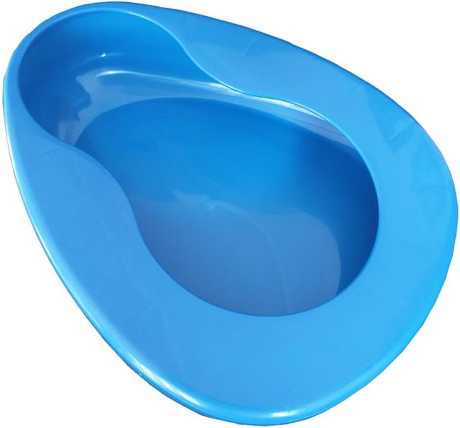 Photo 1 of YUMSUM Firm Thick Stable PP Bedpan Heavy Duty Smooth Countoured for Bed-Bound Patient (Blue)
