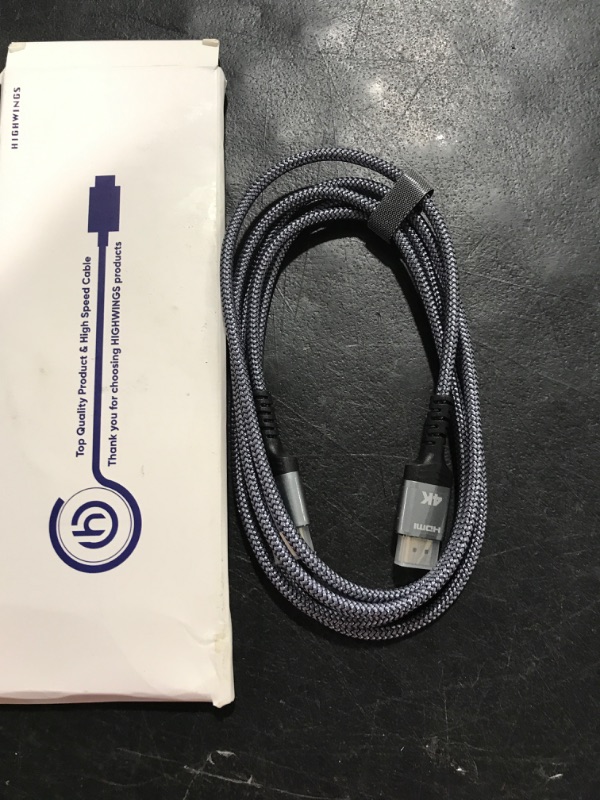 Photo 1 of 4K 60HZ HDMI Cable 6.6FT,Highwings 18Gbps High Speed 2.0 Braided Cord-Supports (4K 60Hz HDR,Video 4K 2160p 1080p 3D HDCP 2.2 ARC-Compatible with Ethernet Monitor PS 4/3 HDTV 4K Fire Netflix 6.6 feet Grey