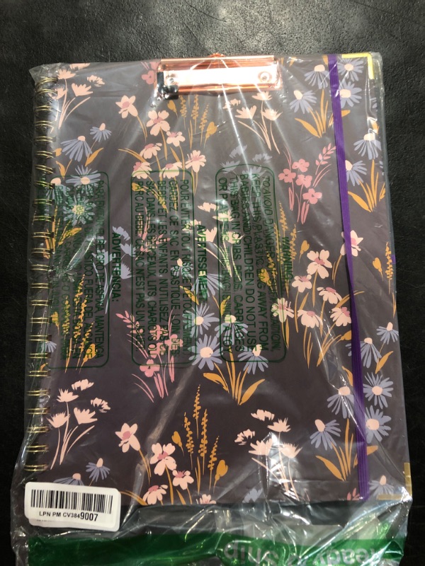 Photo 2 of HWPRATO Clipboard Folio with Refillable Lined Notepad for A4 Size 5 Folders with Storage 10 Pockets Pretty and Sturdy Storage Clipboard Portfolio for Women Nurse Teacher Resume (Flower Purple)