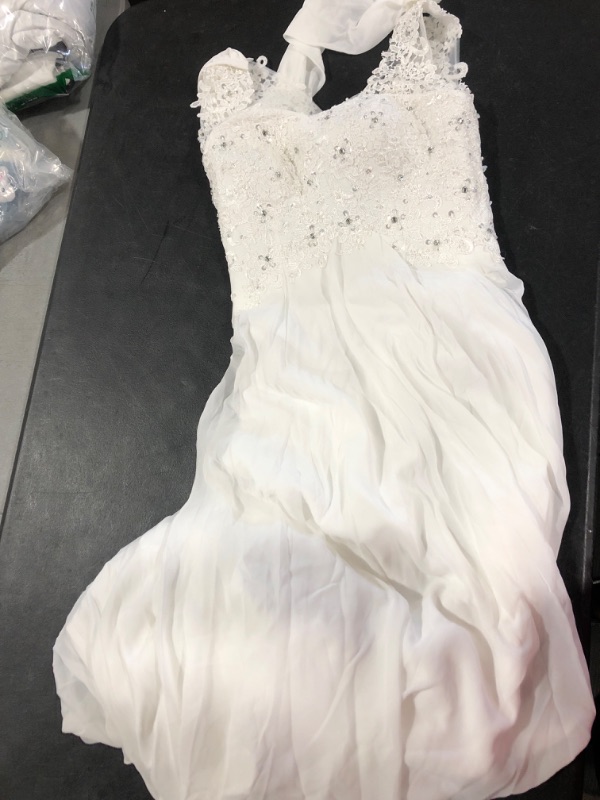 Photo 1 of Abaowedding Women's Wedding Dress Lace Double V-Neck Sleeveless Evening Dress 4 Off-white