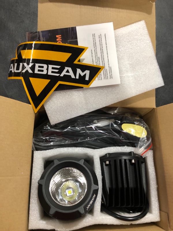 Photo 2 of Auxbeam 3.5in 50W Round Led Offroad Light, 5000LM Round Driving Light Pod Super Bright Pod Light with Wiring Harness Kit White Spot Flood Combo for Jeep Vehicle Truck ATV SUV Motorcycle White Led Offroad Light