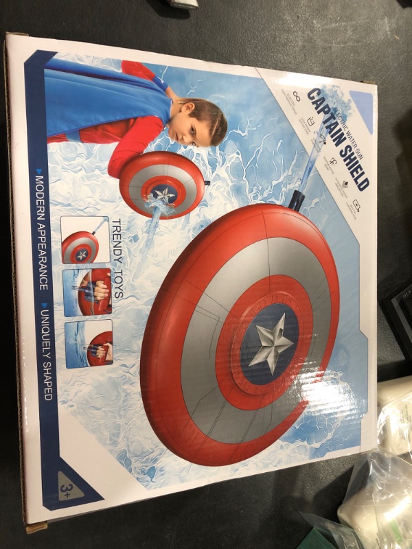 Photo 2 of 2023 New Electric Water Gun, Captain America Shield Water Guns for Adults & Kids Can Attack and Defend, High Capacity 450cc, 32ft Automatic Water Gun for Swimming Pool Beach Outdoor Party Games