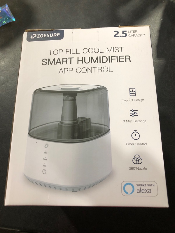 Photo 2 of Humidifiers for Bedroom, ZOESURE 2.5L Top Fill Cool Mist Essential Oil Diffuser, Smart Humidifier Work with Alexa Voice Control APP Quiet for Large Room, Plant, Baby
