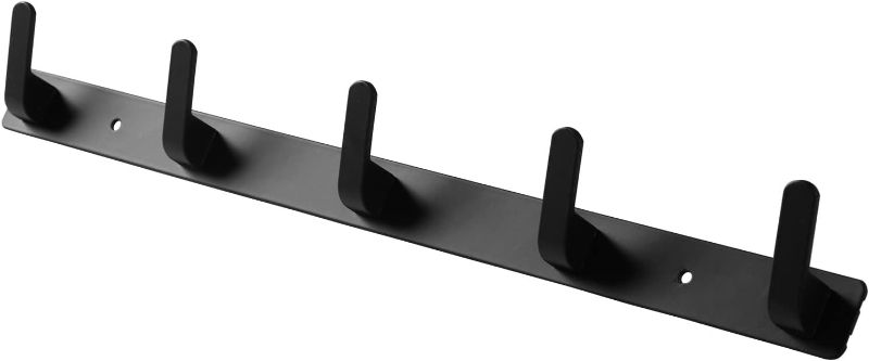 Photo 1 of 5 Hooks Matte Black Bathroom Towel Hooks Mounted Wall Adhesive Heavy Duty Farmhouse Bath Coat Stick on Rack Hat Wall Hook Sticky Black Kitchen Robe Rack Coat Hook Black 5 Hooks Rack Towel for Bathroom 