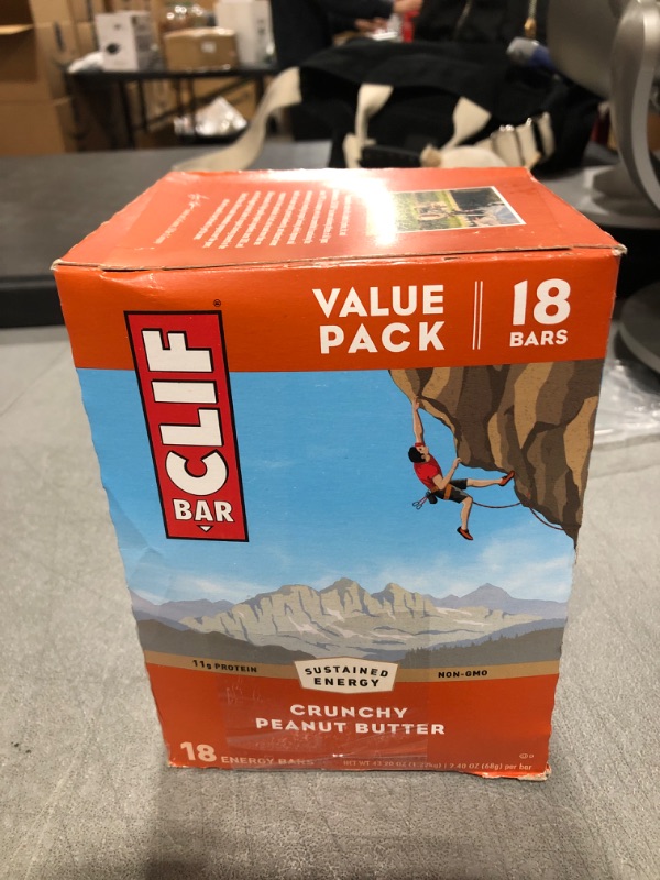 Photo 3 of CLIF BARS - Energy Bars - Crunchy Peanut Butter - Made with Organic Oats - Plant Based Food - Vegetarian - Kosher (2.4 Ounce Protein Bars, 18 Count) BB 07/09/2024