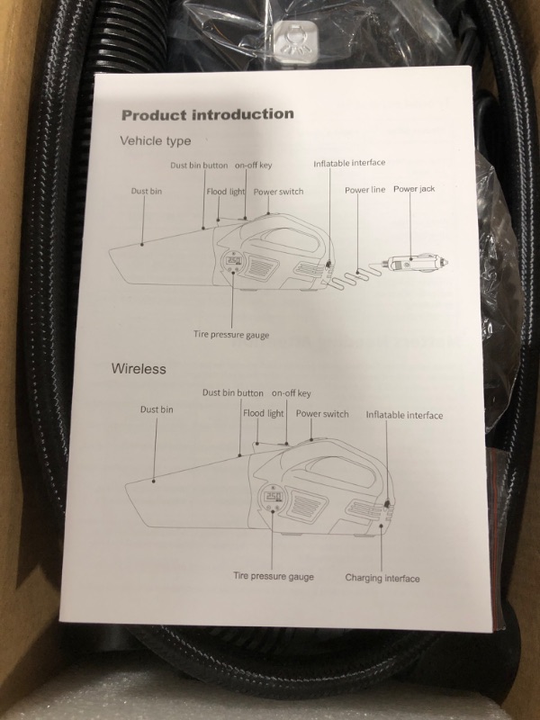 Photo 4 of 4-in-1 Car Vacuum Cleaner High Power, Tire Inflator Portable Car Vacuum with Digital Tire Pressure Gauge LCD Display and LED Light, 12V DC, 15FT Cord, Essential Car Accessories for Men Women

