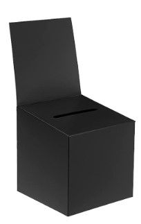 Photo 1 of 5 Pcs Ballot Box Raffle Box Donation Box for Fundraising, 6 x 6 x 6 Inch Cardboard Box with Slot for Ticket and Removable Header Charity Box for Collecting Business Card Voting Contest (Black)
