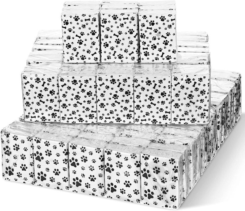 Photo 1 of 120 Pcs Dog Paw Printed Facial Tissues Travel and Soft Pocket Size Tissues for Holiday Travel Supplies Daily Use, 8 Tissues Per Pack, 3 Layers