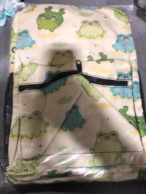 Photo 2 of Frog Backpack, Cartoon Frog Print Backpack for Women, 16 Inches Frog Bag Waterproof Travel Boys Girls Laptop Backpack Gift for Frog Lovers Book Bag