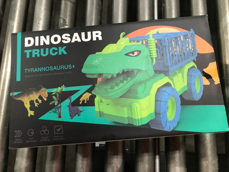 Photo 2 of Dinosaur Truck Toy Carrier Truck with 8 Dino Figures Dino Eggs and Trees
