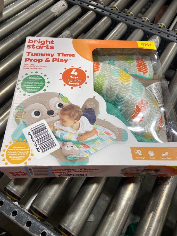 Photo 2 of Bright Starts Tummy Time Prop & Play Baby Activity Mat with Support Pillow & Taggies - Sloth 36 x 32.5 in, Age Newborn+