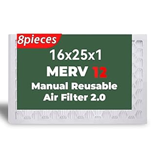 Photo 1 of 16x25x1 Reusable Manual Air Filter, 1 Frame + 8 Piece?MERV 12 Pleated Air Filter Replacement (Actual Size: 15.67"x24.69"x0.79"),8 Piece Replaceable Foldable Air Filter Paper (B0BQWSY96N)
