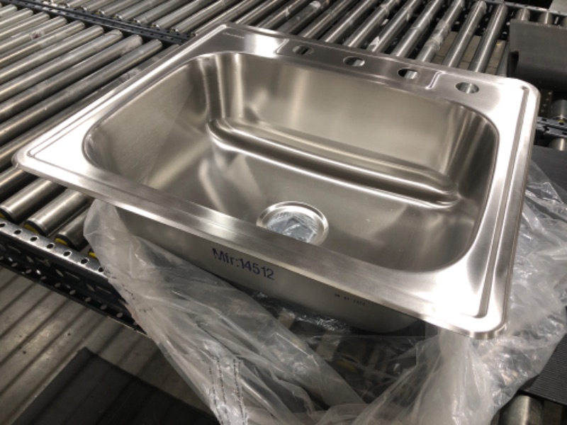 Photo 2 of 25 in. Drop in Single Bowl 20 Gauge Stainless Steel Kitchen Sink
