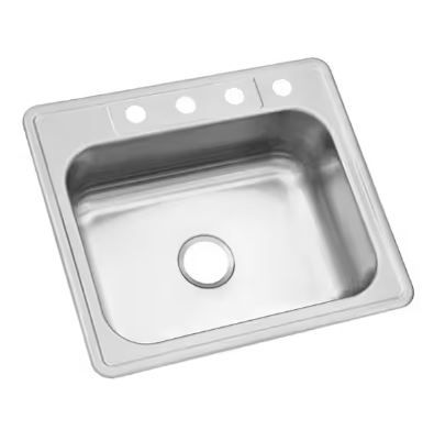 Photo 1 of 25 in. Drop in Single Bowl 20 Gauge Stainless Steel Kitchen Sink
