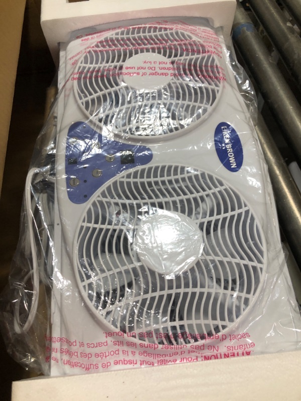 Photo 2 of KEN BROWN 9 Inch Twin Window Fan With Remote, 3-Speed Reversible Air Quiet Flow and Thermostat Control,ETL Safety Listed