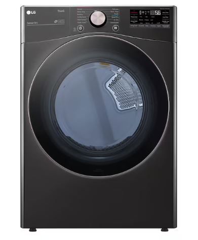 Photo 1 of LG True Steam 7.4-cu ft Stackable Steam Cycle Smart Electric Dryer (Black Steel) 