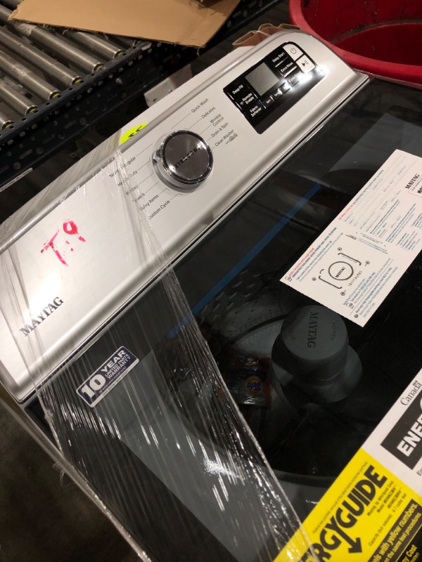Photo 1 of Maytag Smart Capable 4.7-cu ft High Efficiency Agitator Smart Top-Load Washer (White)
