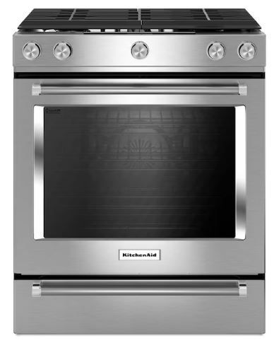 Photo 1 of KitchenAid 30-in 5 Burners 5.8-cu ft Self-cleaning Convection Oven Slide-in Natural Gas Range (Stainless Steel)
