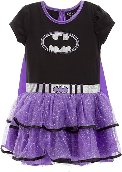 Photo 1 of 5t WARNER BROS Justice League Supergirl Batgirl Costume Dress Leggings Cape and Headband 4 Piece Set Newborn to Big Kid