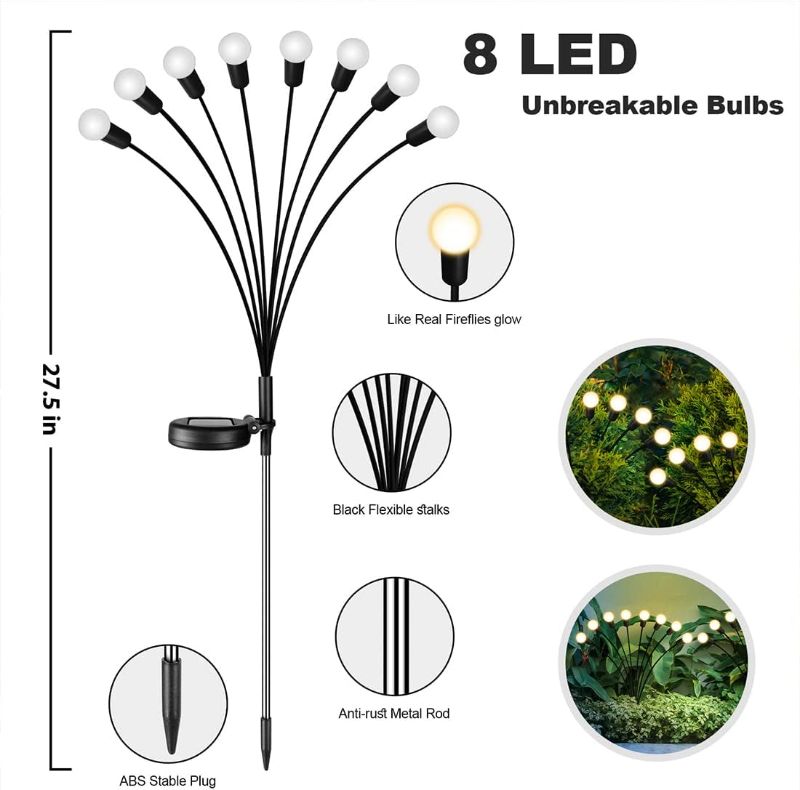 Photo 1 of 
pearlstar 2 Pack 16 LED Solar Garden Lights - New Upgraded Solar Swaying Light, Sway by Wind, Firefly Outdoor Lights for Yard Patio Pathway Decoration Warm...