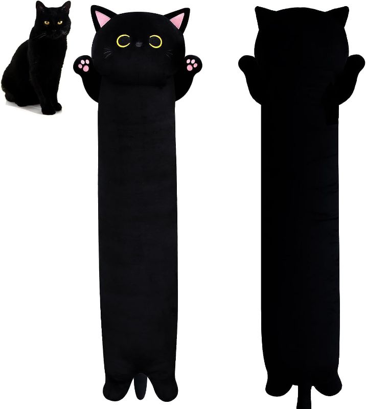 Photo 1 of MUFEIRUO Long Cat Plush Long Cat Body Pillow, 33" Cute Black Cat Stuffed Animals Cat Plushie, Soft Cartoon Cat Plush Pillow Kawaii Stuffed Cat Toys for Kids Girls Boys Birthday