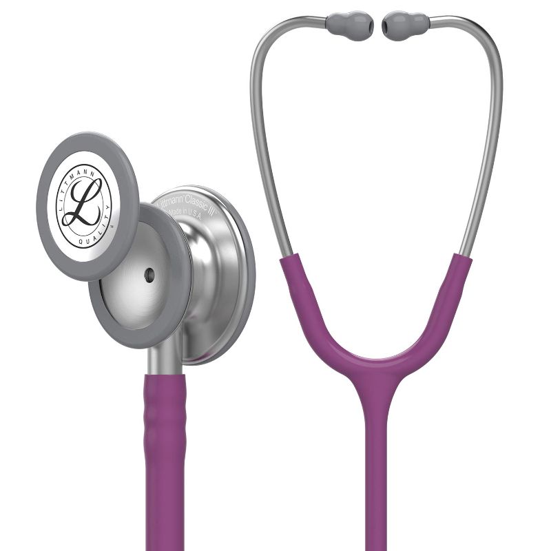 Photo 1 of 3M Littmann Classic III Monitoring Stethoscope, Plum Tube, 27 inch, 5831 Plum Tube Stethoscope