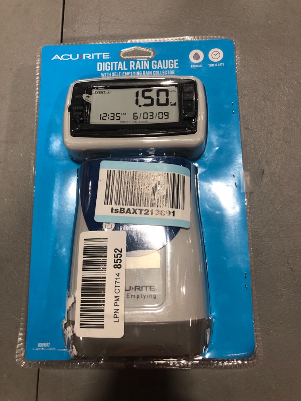 Photo 2 of AcuRite Wireless Digital Rain Gauge with Self-Emptying Collector with Rainfall History (00899), Multicolor & 5" Capacity Easy-to-Read Magnifying Acrylic, Blue (00850A2) Rain Gauge